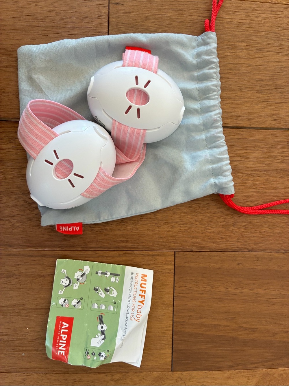 Alpine Pink and White Kids Ear Protectors with Striped Headband
